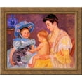 thumbnail image 1 of Children Playing with a Cat 24x20 Gold Ornate Wood Framed Canvas Art by Mary Cassatt, 1 of 2