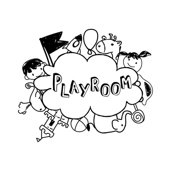 Children Playroom Adorable Sign Wall Decal Decoration Kids Drawing Playroom Activity Room Fun Kids Imagination Lasts Years and Easily Removable - Size: 20 In(W) x 16 In(H)