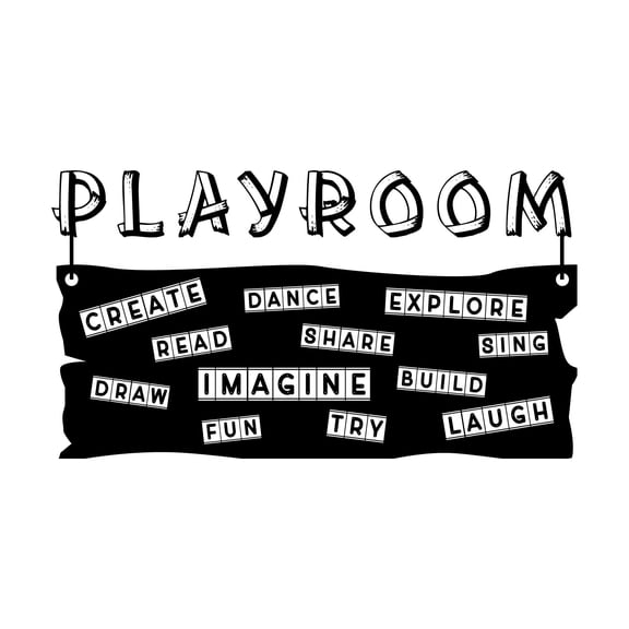 Children Playroom Create Dance Sing Happiness Quote Wall Decal Decoration Playroom Fun Activities Imagine Try Fun Laugh Lasts Years and Easily Removable - Size: 10 In(W) x 7 In(H)