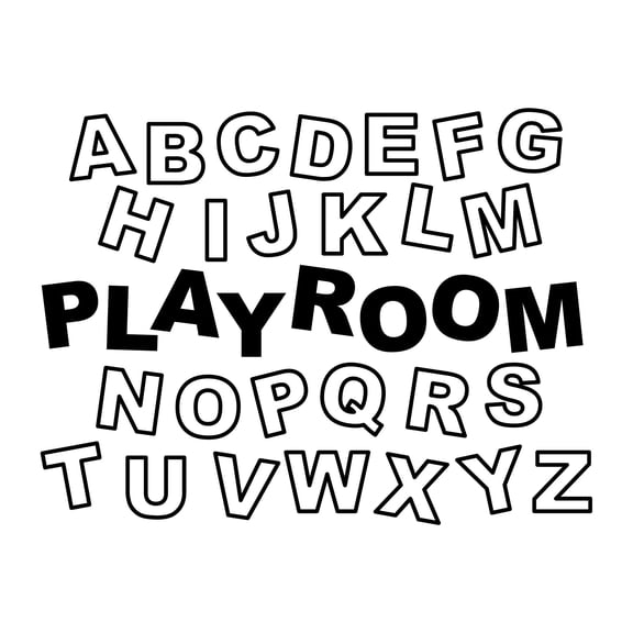 Children Playroom Motivational Sign Wall Decal Decoration Alphabet ABC Kids Playroom Sign Fun Wall Decal Lasts Years and Easily Removable - Size: 30 In(W) x 24 In(H)