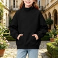 thumbnail image 1 of Children Pockets Sweatshirt Solid Color Winter Long Sleeve Sweatshirt for Boys Girls, 1 of 8