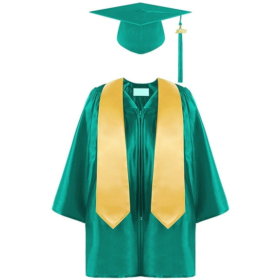 Children Primary School Graduation Cap And Gown With 2025 Tassel Green Cap And Gown Set Graduation Gift 3-4 Years Formal&nbsp;Outfits