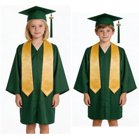 Children Primary School Graduation Cap and Gown Graduation Green Cap and Gown Graduation Kids Ceremony Party Gift 6-7 Years
