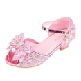 thumbnail image 1 of Children Princess Shoes With Diamond Shiny Sandals Bow High Heels Cute Lightweight Flexible Durable Cute Soft Footwear, 1 of 3