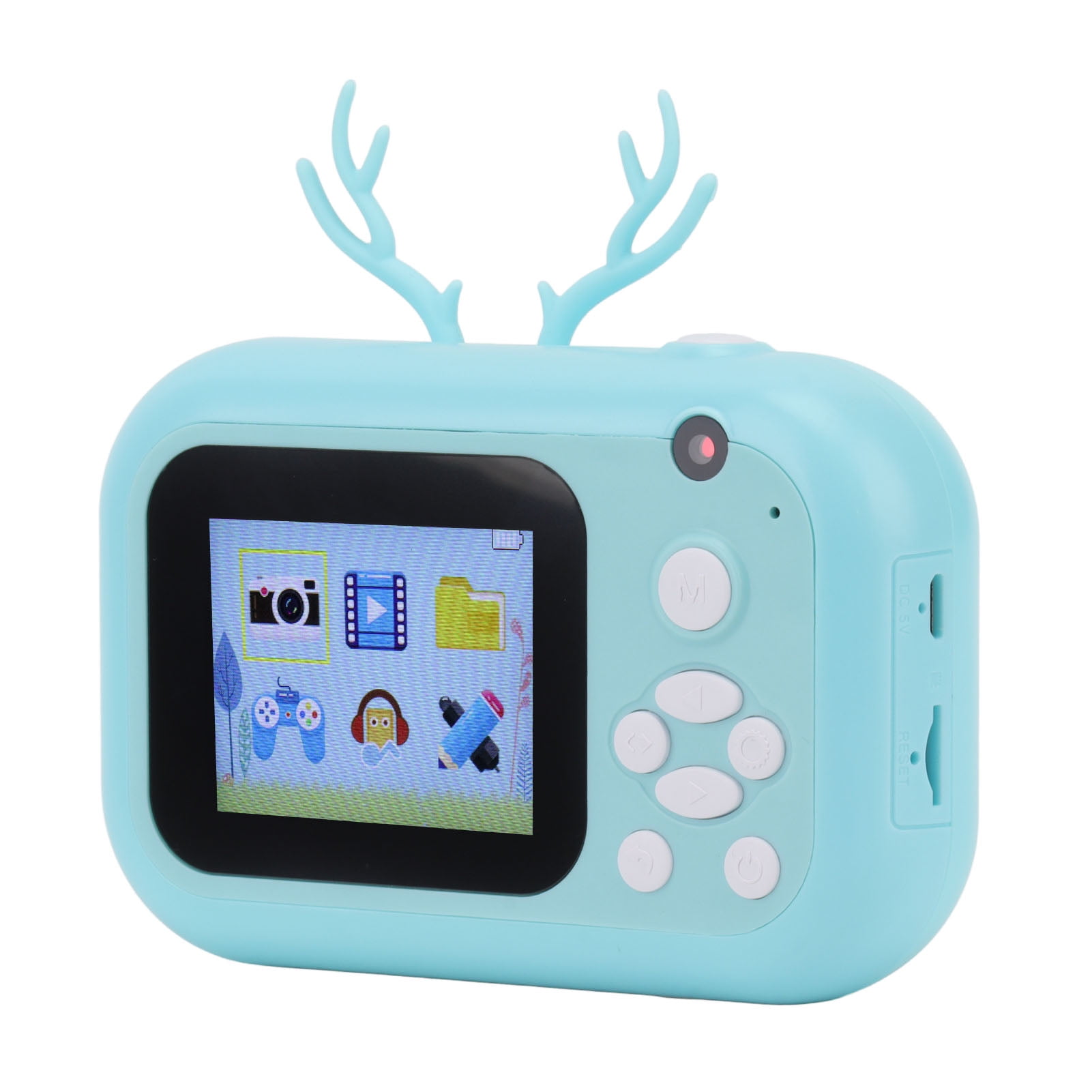 Children Print Camera Mini 24MP Fawn Shape Blue HD Print Paper Roll