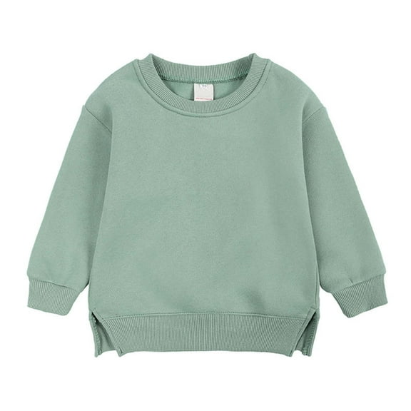 Children Pullover Solid Color Long Sleeve Sweatshirt Winter Boys Girls Sweater Coat Kids Pure Clothing Outfits Fleece Top