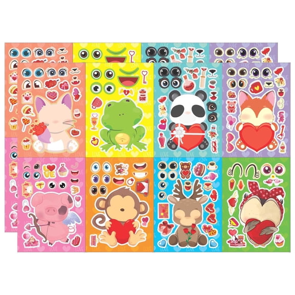 Children Puzzle Sticker Set Cartoon Make a Face Assemble Stickers Children Creative Play Holiday Decorations