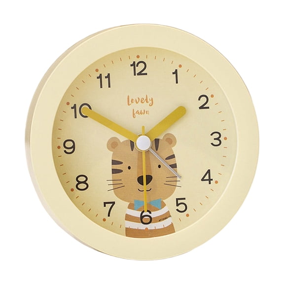 Children Quiet Bedsides Alarm Clock with NightLight, Pattern, Learning Timepieces NonTicking NightLight