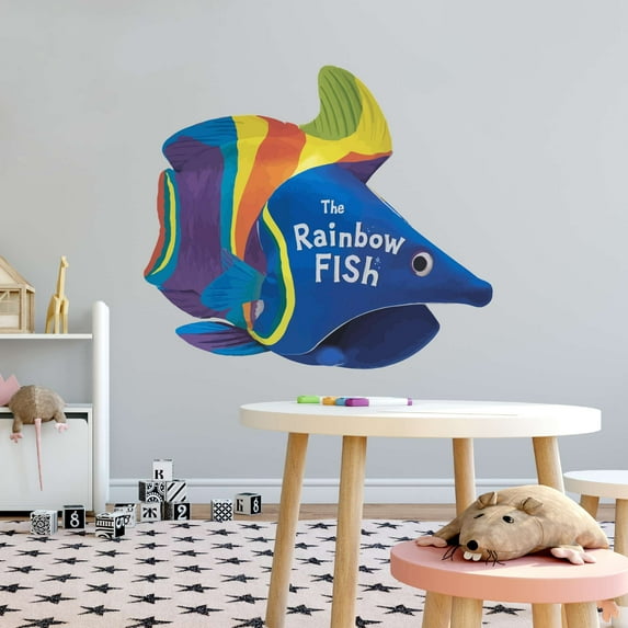 Children Rainbow Fish Cute Animal Wall Decal Decoration Cute Rainbpw Fish Adorable Fish Colorful Rainbpw Fish Lasts Years and Easily Removable - Size: 30 In(W) x 24 In(H)