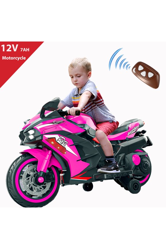 12V Electric Motorcycle for Kids, Powered Ride on Toys, 3 Wheels Motorcycle with LED Lights, Bluetooth Music