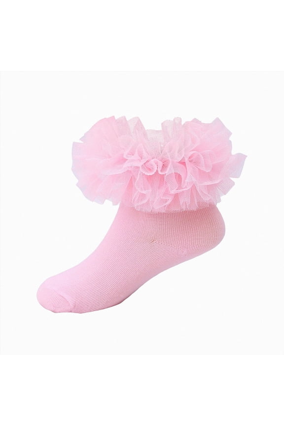 Children Ruffle Socks for Toddler Baby Girls Double Frilly Lace Dress Socks Kids Ankle Tutu Socks 6-12 Months 12-24 Months 2T 3T 4T 5T 6T 7T 8T Children Pink,0-6 Months
