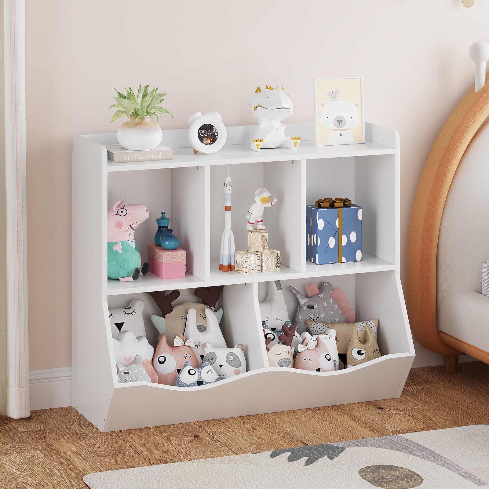 Children'S Bookshelf Storage Rack, Bookcase Toy Storage Multiple ...