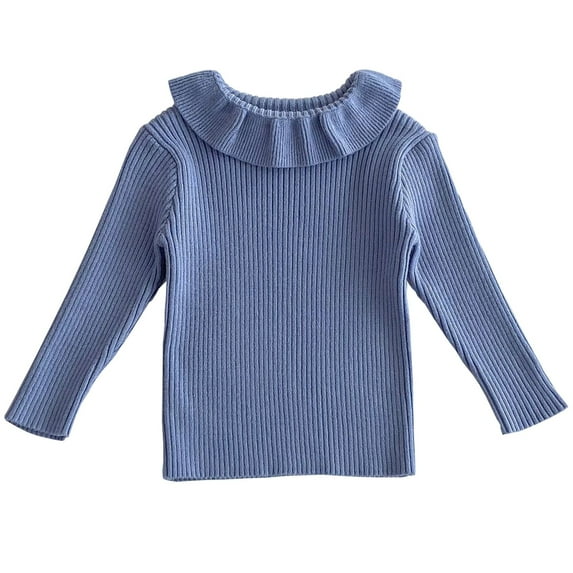Children'S Cardigan Sweater Children's Long Sleeves Lapel Knitted Sweater Bottoming Shirt New Children Sweater Knit Pullover Tops Blue 130