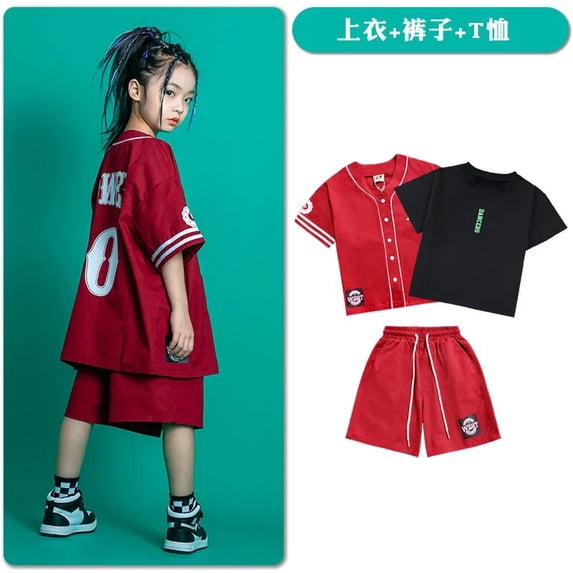 Children'S Hip-Hop Short Sleeved Loose Pants Suit Boys Girls Hip Hop Dance Clothes Jazz Dance Costumes Street Dance Wear