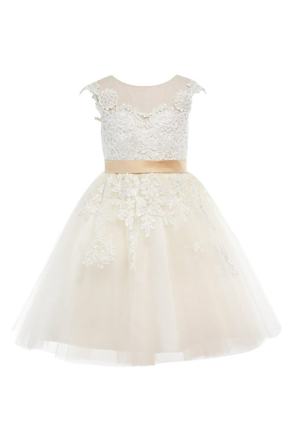 Children'S Lace Tulle Wedding Dress Flower Girl Dress Junior Bridesmaid Dress