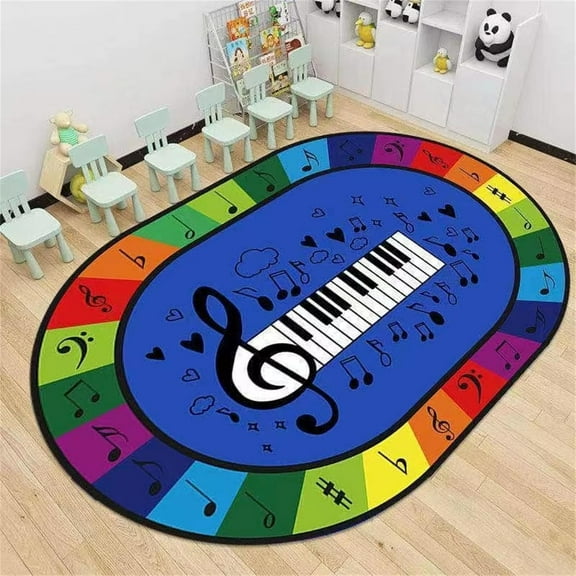 Children'S Music Area Rugs, 6x8ft, Black and White Piano Keys Musical Instrument Rugs, Music Classroom Rugs, Suitable For Girls and Boys Bedrooms, Game Room Decorative Rugs,Non-Slip and Washable