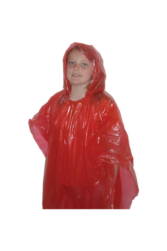 Children'S Red Emergency Poncho, Weather Protection, Rain Gear, Emergency Zone (5 Pack)