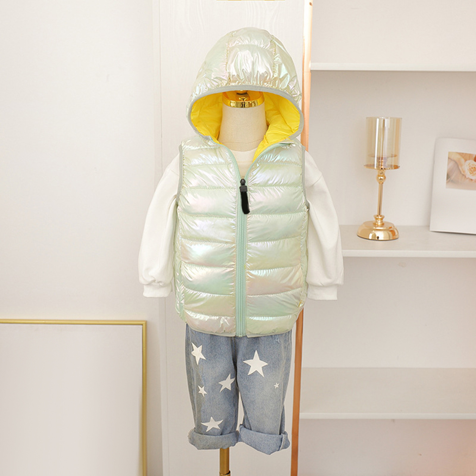 Children'S Warm Hooded Jacket Vest Coat Girls Winter Coat Sporty