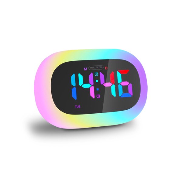 Children Safe Night Light with Alarm Clock Function 7 Color Modes Sunrise Simulation Soft Materials Easy Operation