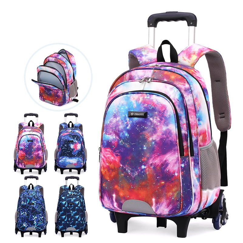 Children School Backpack with Wheels School Bag for Boy Girls Trolley