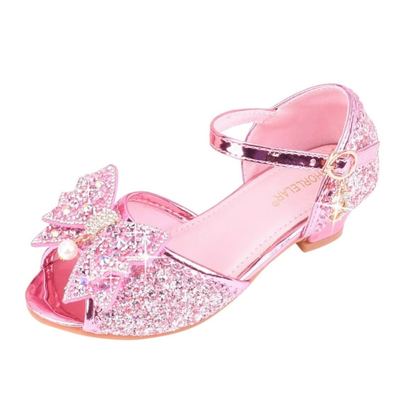 Children Shoes With Diamond Shiny Sandals Princess Shoes Bow High Heels Show Princess Shoes Kids Shoes Big Girls Little Girls Size 13 Shoes Toddler Size 4 Shoes for Girls Girl Lace up Shoes Youth