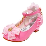Children Shoes Princess Single Shoes Stage Fashion Shoes Girls Walk Show White Performance Shoes Kid Wedges