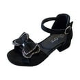 thumbnail image 1 of Children Shoes Thick Heel Sandals Fashionable Bow Small High Heel Sandals Toddler Sandals Girl Vs Slides Baby Fashion Shoes Kids Slides Size 4 Kid Water Shoes Toddler Sandals Size 8 Little Girl Wedge, 1 of 9