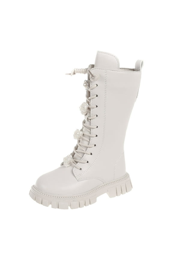 Children Shoesable Flat Sneaker for Girls Size 5 Boots Comfortable Soft Sole Large Size Shoes Leather Children Boots Princess Girls Tennis Shoes Size 2 Boots