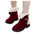 thumbnail image 1 of Children Short Snow Boots Kids Baby Girls Winter Warm Solid Color Hairball Casual Shoes, 1 of 1