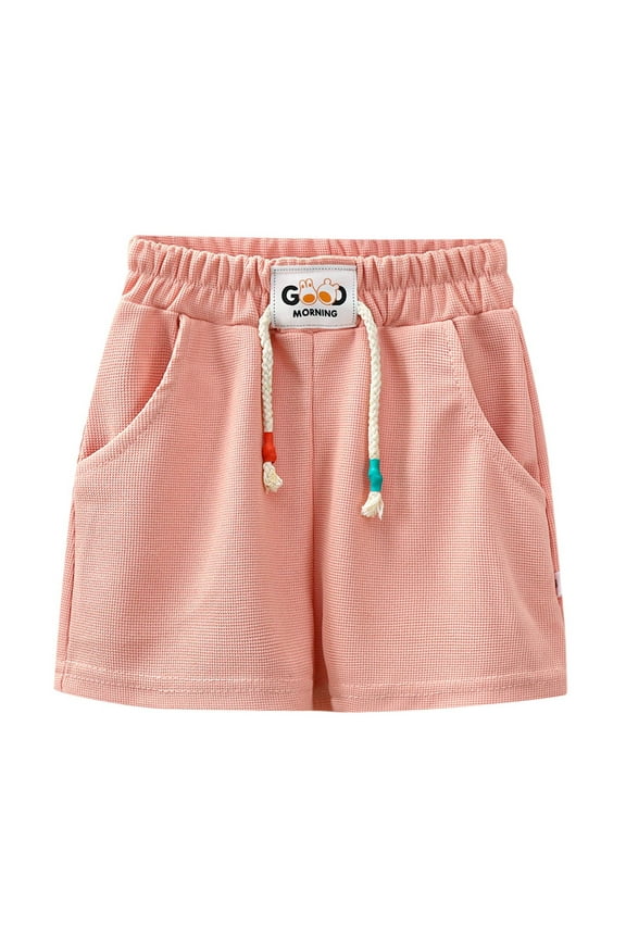 Children Shorts Boys Girls Drawstring Casual Summer Shorts Clothes Kids Elastic Pants Pink Kids Homewear 2 Years-3 Years