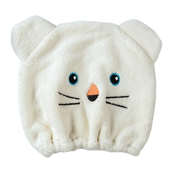 Children Shower Cap Cartoon No Shedding Non Linting Soft No-fading Dry Hair Polyester Cotton Cute Bear Dry Hair Cap for Home