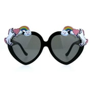 SA106 Children Size Girls Rainbow Unicorn Heart Shape Sunglasses Black