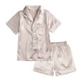 thumbnail image 1 of Children Sleepwears Girls Boys Pajamas Set Satin Silk Short Sleeves Sleepwear 2PCS Button Down Classic Loungewear Shorts Homewears Loungewear For Child, 1 of 9