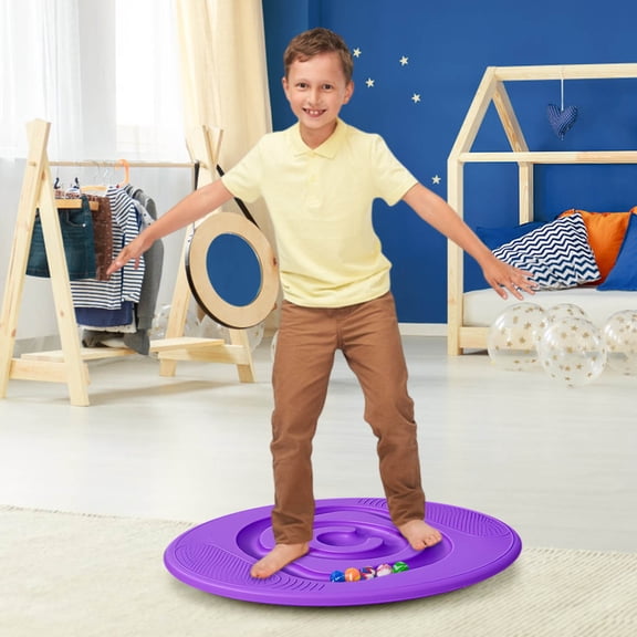 Children Snail Balance Board,Kid Rocking Snail Balance Seesaw Board with 5 Balls,30°PE Egg Shape Smooth Developmental Training 11.8x14.2in Wobble Board for Kids