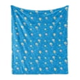 thumbnail image 1 of Children Soft Flannel Fleece Blanket, Fairies in the Sky Flying Fantasy Girls Cheerful Little Elves Cartoon, Cozy Plush for Indoor and Outdoor Use, 50" x 60", Azure Blue Multicolor, by Ambesonne, 1 of 5