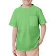 thumbnail image 1 of Children Solid Mesh Pocket Crew‑Neck Top, Lightweight Summer Short Sleeve T‑Shirt For Matching, 1 of 3