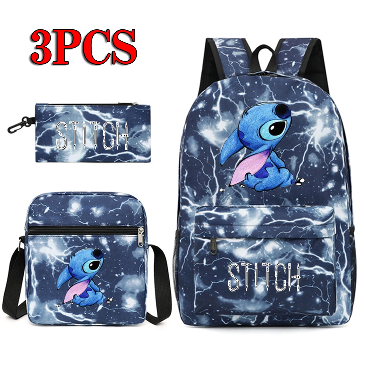 Venkuber 3pcs Stitch Backpack Boys Girls Kids Teens Backpacks School Bag for Travel High-Capacity Student Laptop Cute Stitch Print Backpacks Christmas