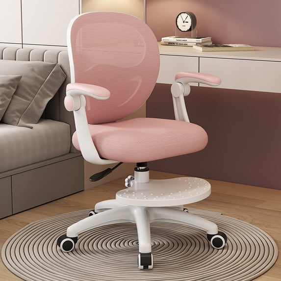Children Study Chair with Adjustable Footrest & Flip Arm, Kids Computer Chair , 360-degrees Swivel Mesh Office Chair for Home Bedroom Learning Room