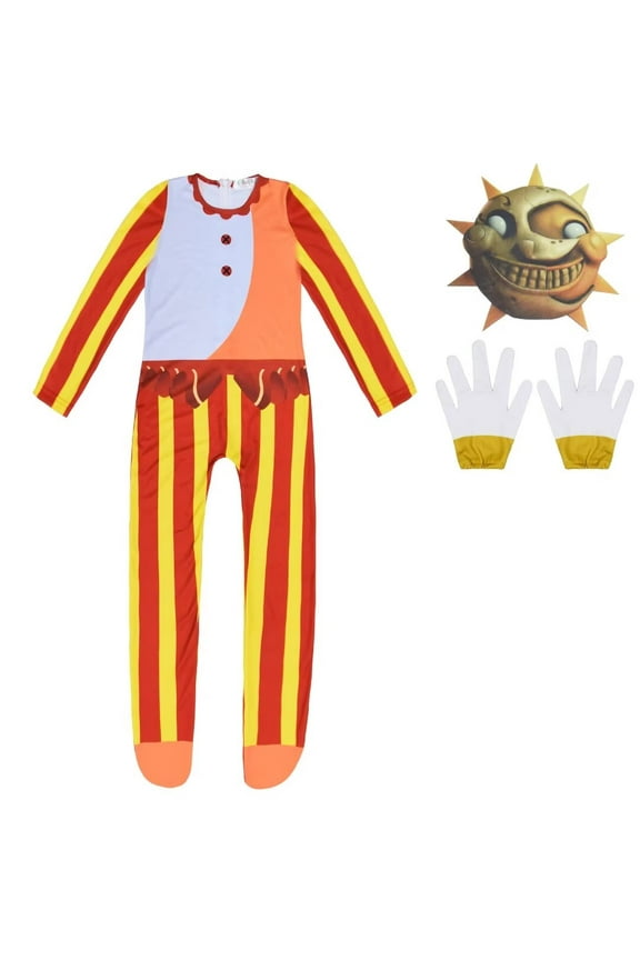 Children Sundrop and Moondrop Onesie Costume Halloween Kids Jumpsuit Dress Up Cosplay Outfits Party Playwear with Mask