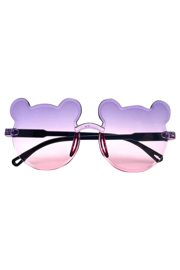 Children Sunglasses Spring Summer Rimless Bear Outdoor Protection UV Mirror Siamese Frame for 2-12 Years