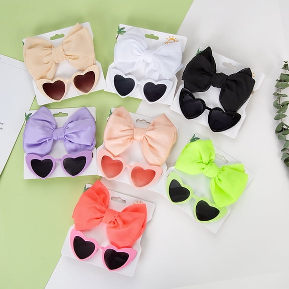 Children Sunglasses with Bow Headbands Cute Elastic Hairband Sunglasses Set for Baby Girls Newborns Infants Toddlers Kids