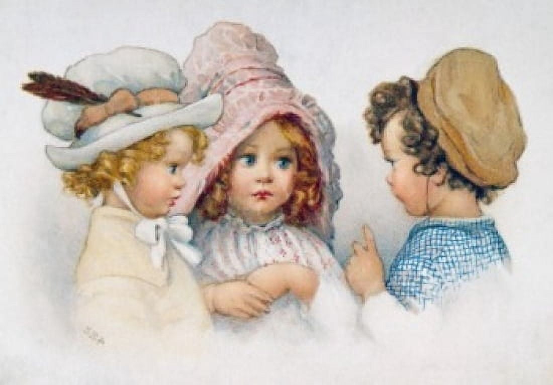 Children Talking Nostalgia Cards Canvas Art - (24 x 36)