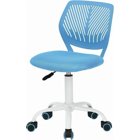 Children Task Chair Lumbar Mid Back Adjustable Height Study Computer Chair with Mesh Seat Casters for Home Office, School, Blue