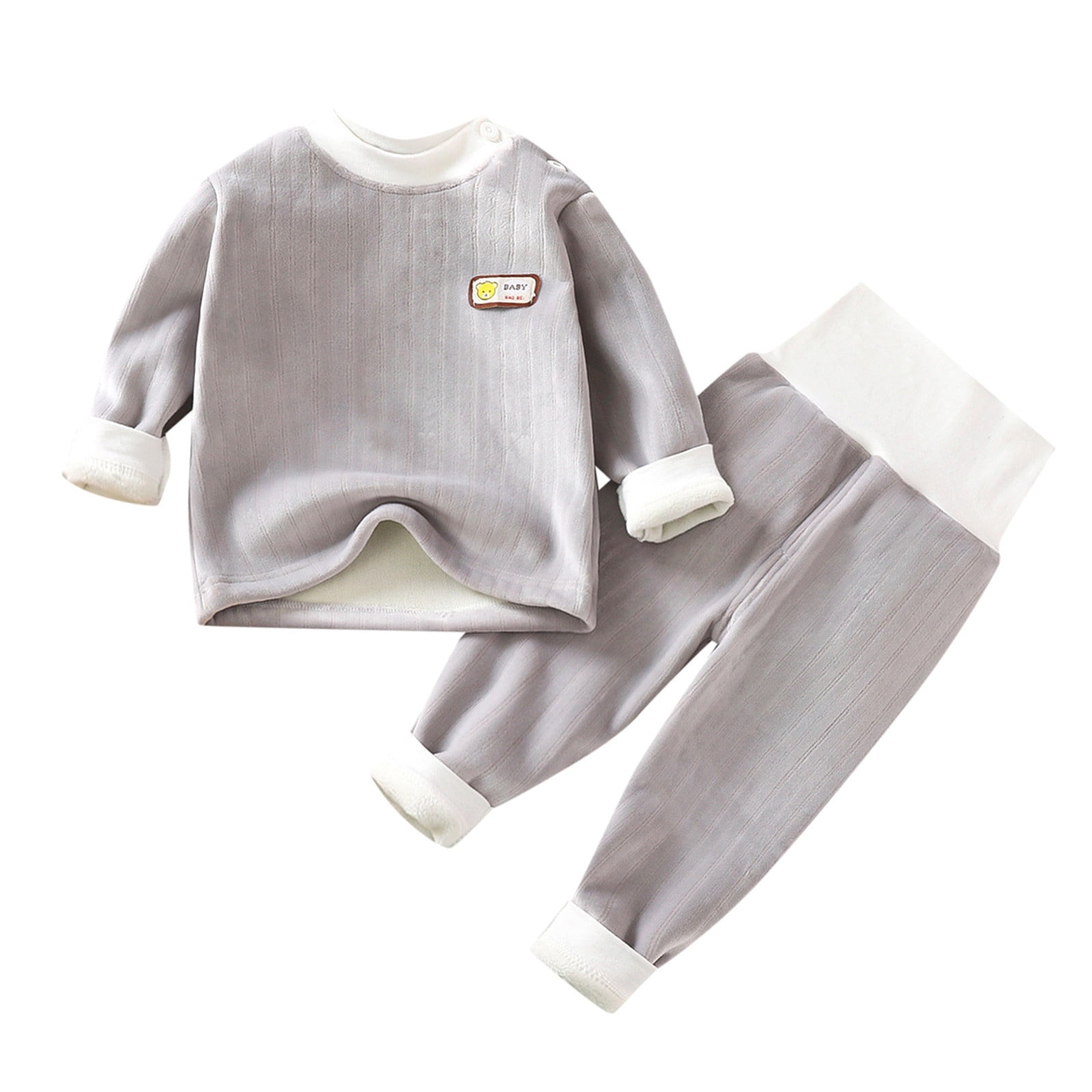 Children Thermal Underwear Pajamas Set Boys Girls Long Sleeve Baby Plus