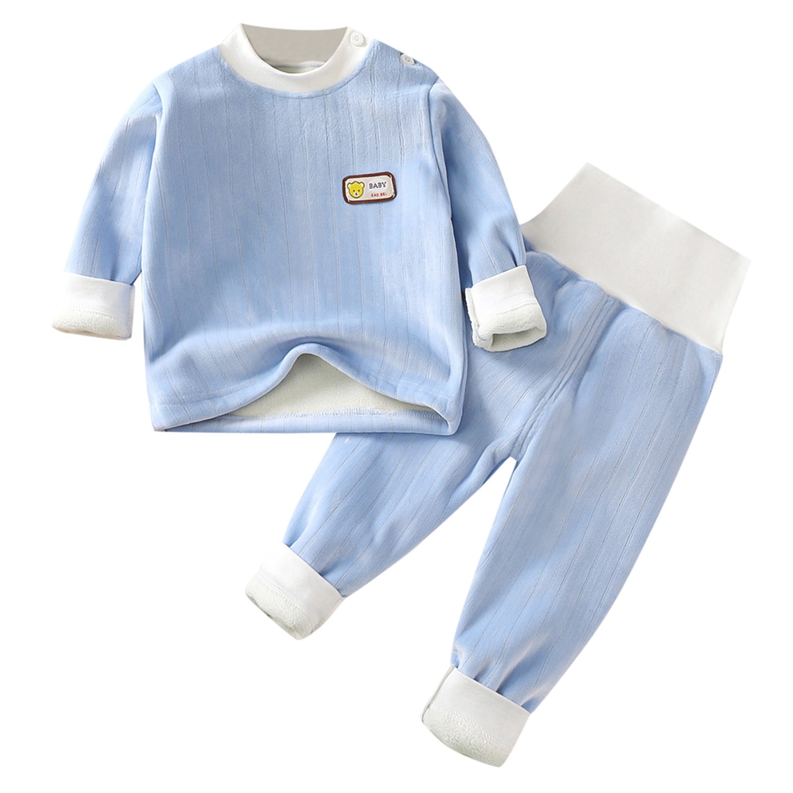 Children Thermal Underwear Pajamas Set Girls Boys Long Sleeve Baby Plus