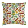 thumbnail image 1 of Children Throw Pillow Cushion Cover, Baby Loving Cute Dangerous Happy Dinasours in Rainbow Colored Nursery Kids Print, Decorative Square Accent Pillow Case, 24 X 24 Inches, Multicolor, by Ambesonne, 1 of 2