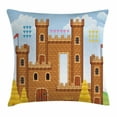 thumbnail image 1 of Children Throw Pillow Cushion Cover, Video Game Background with Castle Leisure Hobby Activity Kids Youth Design, Decorative Square Accent Pillow Case, 20 X 20 Inches, Light Caramel Blue, by Ambesonne, 1 of 2