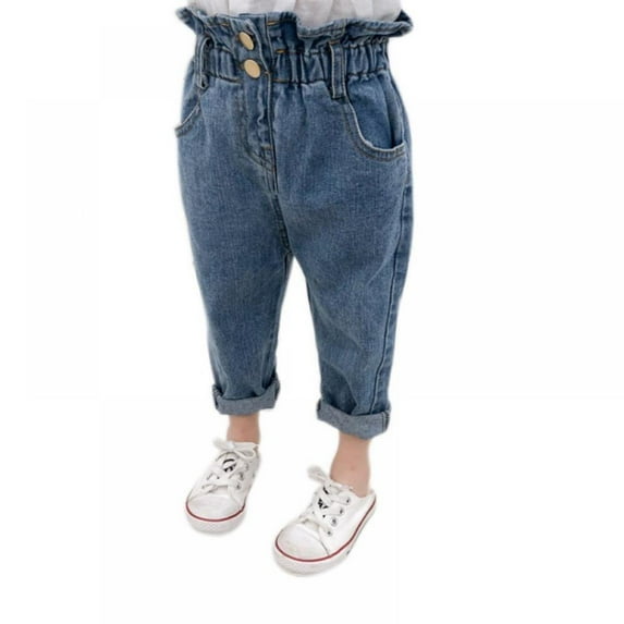 Children Toddler Girls Casual Elastic Waist Jeans Denim Pants Summer Autumn Bottoms Trousers,2-8T