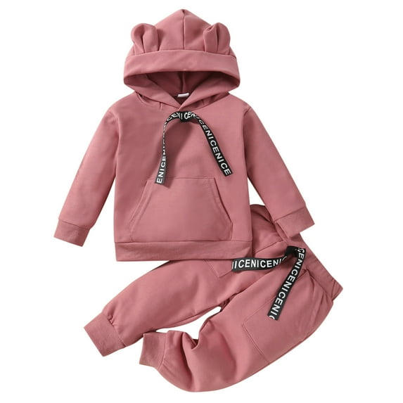 Children Toddler Posh Blanket Girls Boys Long New Born Stuff Sleeve Cutes Hoodie Sweatshirt Pullover Tops Cotton Trousers Pants Outfit Set 2Pcs Clothes