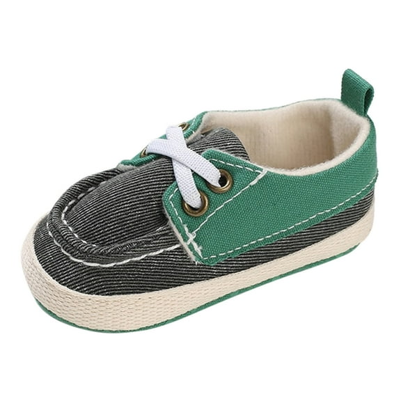 Children Toddler Shoes Spring And Summer Boys And Girls Sports Shoes Flat Bottom Light And Comfortable Canvas Colorblock Green 12 Months-18 Months